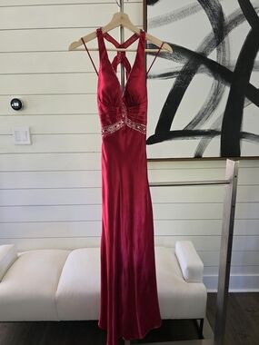 Faviana Hot Pink Beaded Prom Dress